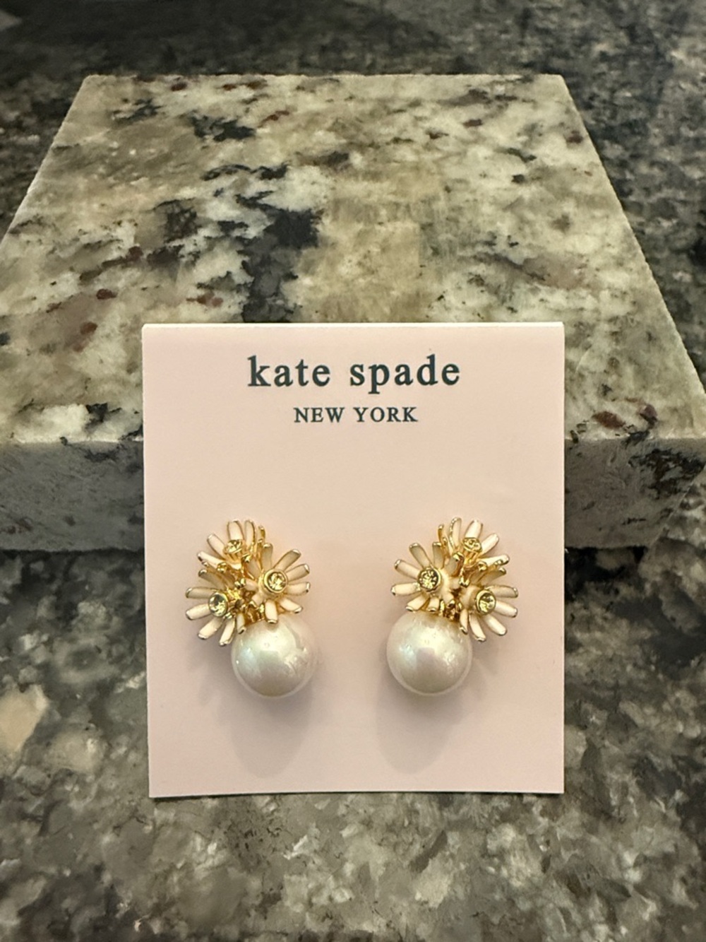 kate spade Gold Floral Pearl Drop Earrings